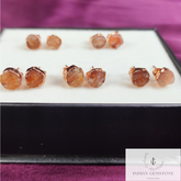 Natural Raw Sunstone Earrings, Electroplated Studs Earrings, Rose Gold Plated Earring, Gemstone Studs, Boho Jewelry, Crystal Stud Earrings